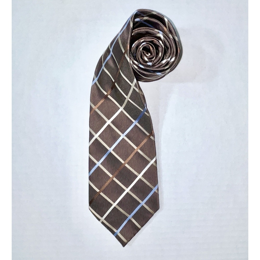 Donald Trump Signature Collection Tie Mens OS Brown 100% Silk Striped Geometric